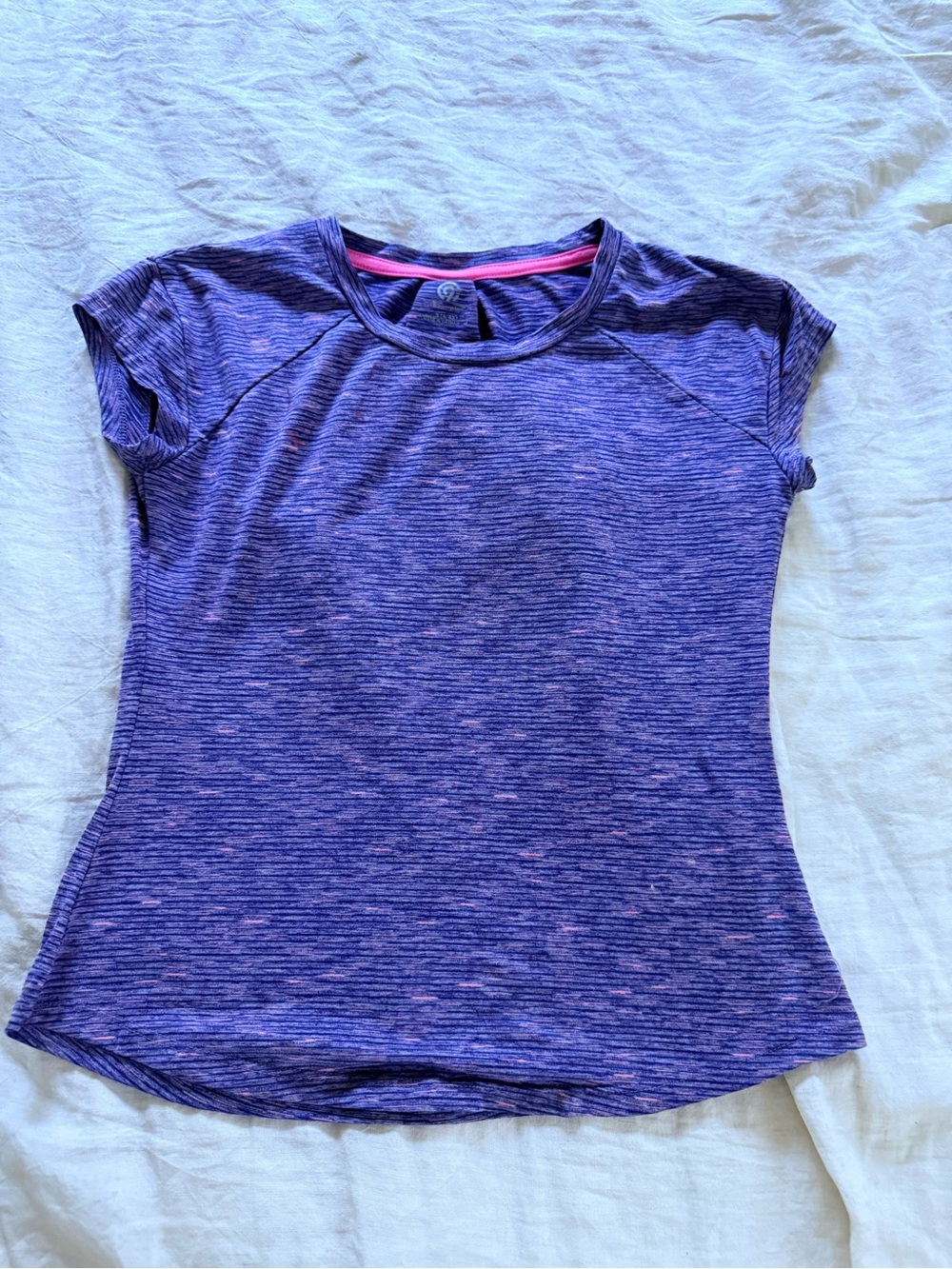 Champion Purple Space-Dye Short Sleeve Tee with Pink Accent